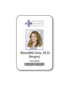 a medical id badge with the name of a woman