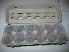 an egg carton filled with lots of eggs