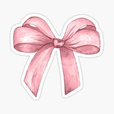 a pink bow sticker with watercolor effect on the bottom and side, it's attached to a white background