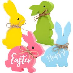 Wooden Bunnies, Easter Bunny Decor, Easter Tiered Tray, Easter Table Decor, Bunny Decor, Jute Twine, Easter Table, Easter Decorations, For The Home