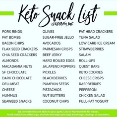 Keto Snack list 🙌🏻 . 👉 What are your favorite keto snacks? . 📸 @ketofy.me . . 👌 Need Help With Your Keto? --> Click the link in the BIO 👆 .… Keto Snack List, Snack List, Snacks List, Keto Snack, Low Carb Diets, Keto Diet Menu