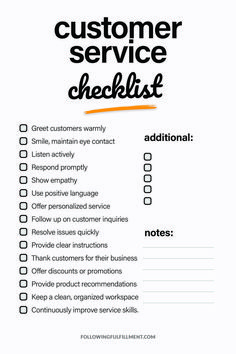 the customer service checklist is shown in black and white