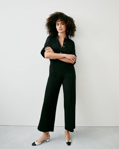 This smoothing pant comes in our premium ponte fabric with targeted compression built in, powered by SPANX CoreSure Tech™. With comfortable 4-way stretch and a high rise waist, this cropped wide leg pant will have you feeling smooth from tummy to thigh, and oh-so-comfortable throughout the wide leg. No zippers, no buttons, and no pockets (so no bulk!) at the hips—all for the ultimate smoothing effect. | Spanx Women's SPANXsmooth PerfectFit Ponte Cropped Wide Leg Pant Cropped Wide Leg Pants, Wide Leg Pant, Midi Maxi Dress, Knit Pants, Cozy Knits, Polished Look, Swimwear Tops, Denim Shirt, Long Tops