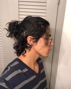 grown out mullet with undercut #manbun #longhairmen #menhairstyle #haircutmen #aesthetic #menstyle #mensfashion #grungeaesthetic Long Hairstyles Mens Curly, Long Curly Hair Men Man Bun, Men With Undercut Long Hair, Men Hairstyle Long Curly, Mens Long Curly Hairstyles Undercut, Ponytail Undercut Mens, Mens Long Hair Undercut Curly, Man Buns Curly Hair, Long Hair Manbun