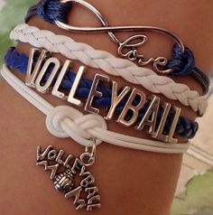 two different bracelets that say volleyball and love