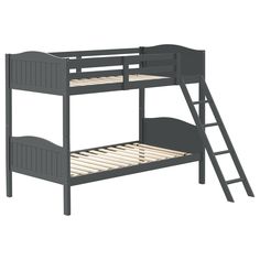 Create more floor space in your kid's room with this simple, yet modern bunk bed. Available in several colors, this bunk bed can lend to any room's current color palette. The camelback headboard and footboard offer a plank style look, along with a square, straight frame silhouette. An angled ladder allows kids to get to the top bunk, which also offers secure guardrails on each side. Place this bunk bed in siblings' shared bedroom space to accommodate more room.. Contains 1 Coaster Arlo Wood Bunk Modern Bunk Bed, Twin Full Bunk Bed, Modern Bunk, Futon Bunk Bed, Frame Silhouette, Bed With Ladder, Modern Bunk Beds, White Bunk Beds, Twin Over Twin Bunk Bed