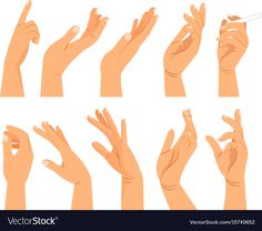 hands with different gestures on white background