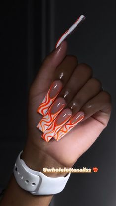 Black And Orange Nails, Nail Suggestions, Gell Nails, Orange Nail Designs, Elegant Nail, Elegant Nail Designs, Black Nail Designs