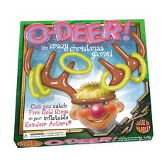 an odder christmas card game is shown in the front and back cover, with a cartoon character on it's face