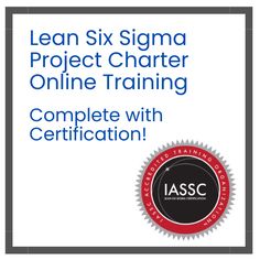 the cover for lean six signa project charter online training, complete with certification