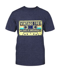 a blue t - shirt with an old school cassette design