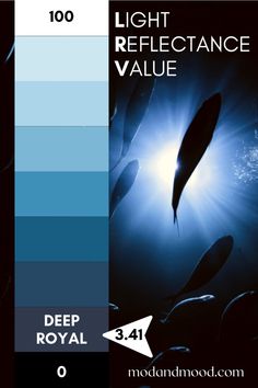 the color scheme for deep royal is blue and has an arrow pointing up to it