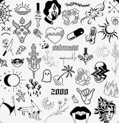 various tattoos are shown in black and white