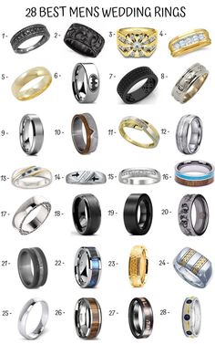 different types of wedding rings for men and women with the words 28 best mens wedding rings