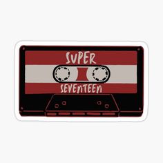 a red and black cassette sticker with the words super seventies on it's side