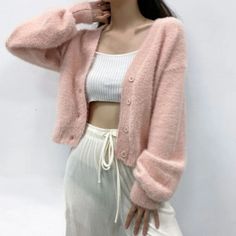 Fluffy Fuzzy Pink Cardigan Light Blush Pink Color V-Neck Button Up Balloon Sleeves New And Never Worn Soft And Fuzzy Warm Size Medium Can Possibly Also Fit Large Reminds Me Of Bershka Cardigan Coquette Vibes Bust: 38.6" Sleeve: 20.9" Length: 19.7" From Smoke-Free And Pet-Free Home Casual V-neck Cardigan With Soft Texture, Feminine V-neck Cardigan, Feminine Pink V-neck Outerwear, Pink Casual V-neck Cardigan, Feminine Long Sleeve Cardigan With Button Closure, Feminine Fall Cardigan With Buttons, Feminine Pink V-neck Cardigan, Chic Pink Button-up Sweater, Pink V-neck Outerwear With Button Closure