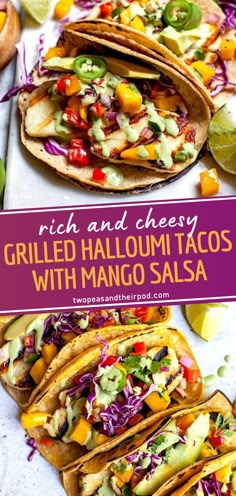 grilled halloum tacos with mango salsa are the perfect appetizer