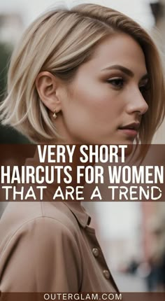 Whether you're looking to make a bold statement, seeking a fresh start, or simply craving a change, a very short haircut could be the perfect solution. If you're contemplating chopping off your locks but need some inspiration, this is the information you need. Discover the latest trends in very short haircuts for women. Mom Pixie Haircut, Short Haircut No Bangs, Cropped Bob Haircut, Short Hairstyles Thick Hair Women, Short Blonde Hair Women, Short Hair Trends 2024 Haircuts Women, Bob For Thinning Hair, Oval Face Short Haircut, Short Hair Trends 2024