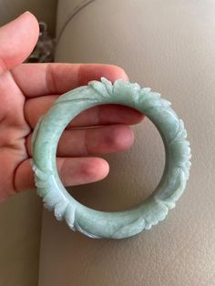 "🌈 Jade Bangle 54.9mm (2.16\"), Round Shape, Light Green 🌷 Untreated Natural Jadeite/ Grade A Jade 🌷 Certified : Yes 🌷 Jade from Burma/ Myanmar 🌷 Shape : Round 🌷 Inner diameter : 54.9mm / 2.16\" 🌷 Width & Thickness : 12 x 12 mm 🌷 Color : Light Green 🌷 Free standard shipping from Hong Kong with tracking included 🌷 Take approximately 7-21 days to arrive worldwide" Spiritual Carved Round Bracelets, Spiritual Round Carved Bracelets, Carved Jade Round Bracelets, Carved Jade Bangle Bracelet, Carved Jade Bracelets, Carved Round Bangle For Formal Occasions, Carved Round Bangle For Formal Events, Carved Round Bracelets For Wedding, Carved Round Wedding Bracelets