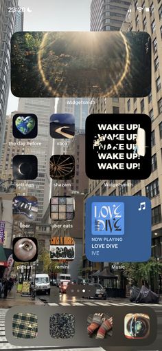 a collage of photos with words and pictures on them that say wake up, wake up, wake up