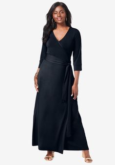 Occasion Dresses Wedding, Knit Maxi Dress, Wrap Maxi Dress, Maxi Dress Black, Swimsuits For All, Maxi Knit Dress, Dresses By Length, Maxi Wrap Dress, Women's Wardrobe