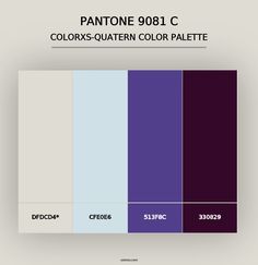 the pantone color scheme is shown in shades of purple, blue and greys