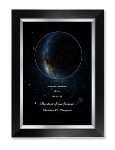 a black frame with the words and stars on it in front of a dark background