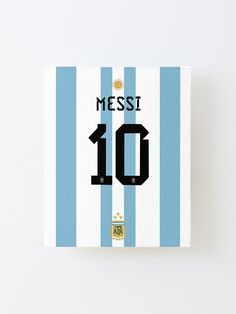 a blue and white striped soccer jersey with the number 10 on it