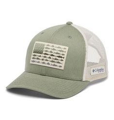 Classic ball cap with a secure, adjustable design, this fishing-inspired hat is made with anglers in mind. The Columbia Sportswear PFG Mesh Snap Back Fish Flag Ball Cap features a ventilated mesh snap-back to keep your hat feeling light and airy throughout the day. Its curved brim is ideal for repelling the sun so you can protect your eyes and stay on task. This stylish ball cap is perfect for impressing your fisher friends at the local pond. Adjustable back closure for dialing in the perfect fi Breathable Trucker Hat For Baseball Season Outdoor Activities, Breathable Outdoor Hat For Baseball Season, Outdoor Mesh Baseball Cap For Baseball Season, Mesh Baseball Cap For Outdoor Baseball Season, Adjustable Baseball Cap For Fishing, Adjustable Curved Bill Baseball Cap For Fishing, Fishing Snapback Baseball Cap, Breathable Visor Hat For Fishing, Fishing Trucker Cap With Curved Bill