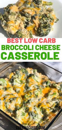 broccoli cheese casserole is shown with the title above it and below