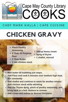 the menu for cape may county library cooks chicken gravy