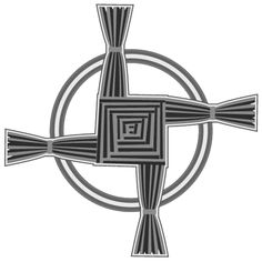 a cross with an interlocked design on the front and back sides, in black and white