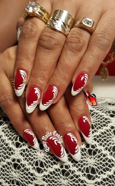 Long Red Nails, Fancy Nail Art, Red Christmas Nails, Gel Nail Art Designs, Finger Nail Art, Fancy Nails Designs, Nail Art Set, Pretty Nail Art Designs, Nail Photos