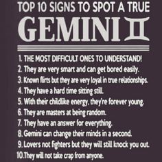 the top ten signs to spot a true genius in gemini 2, which is written on a black background