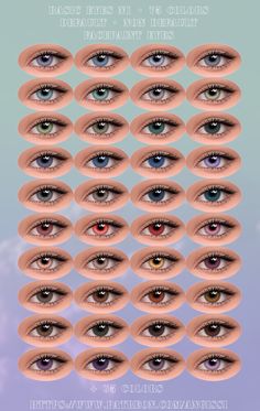 an eye chart with different colored eyes and the names of each irises in it