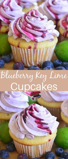 blueberry key lime cupcakes with white frosting