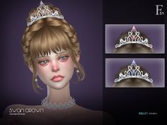 the tiara is designed to look like a princess's head with blue eyes