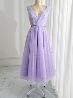 Lavender Dress, Formal Evening Gown, Floral Pattern Dress, Movie Fashion, فستان سهرة, Soft Tulle, Fabric Accessories, Tulle Fabric