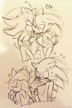 a drawing of sonic and tails hugging each other