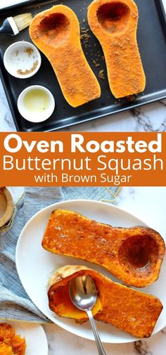 roasted butternut squash with brown sugar Butternut Squash Oven, Healthy Squash Recipes, Period Blood, Baked Butternut Squash