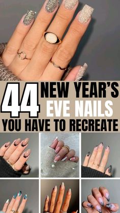 New Year's Nails Short, Nail Designs For The New Year, December Nails New Years, Best New Years Nails, New Year Eve Dip Nails, New Years Dip Powder Nail Ideas, December Nails Sparkle, New Year’s Eve Sns Nails, Christmas And New Years Nails Short