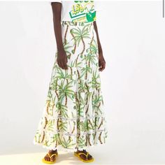 Nwt Farm Rio Swinging Palm Tropical Maxi Skirt. Stock Photo Added For Reference From The Website. Tags: Vacation, Summer, Spring, Bright Crochet Maxi Skirt, Print Maxi Skirt, Skirt High Waist, Crochet Maxi, Printed Maxi Skirts, Palm Print, Swiss Dot, Farm Rio, White Skirts