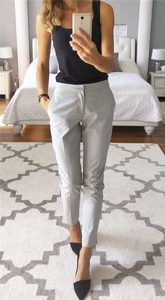 keeping it simple Casual Work Attire, Summer Work Outfits, Business Outfit, Casual Work Outfits, Womens Fashion For Work, Grey Pants, Work Outfits Women, Work Wardrobe, Professional Outfits