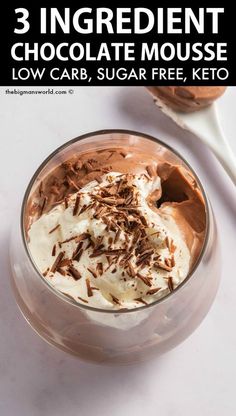 three ingredient chocolate mousse in a glass bowl