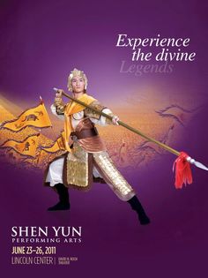 an advertisement for the chinese opera's upcoming show, experience the divine legend