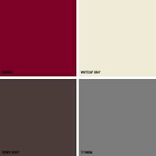 four different shades of red, white and gray in the same color scheme for interior paint