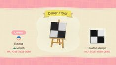 an animal crossing game screen showing the menu for dinner floor and other items to choose from