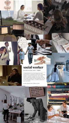 the collage shows people working at their desks