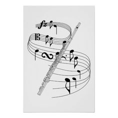 a sheet with musical notes on it and a pencil sticking out of the top one