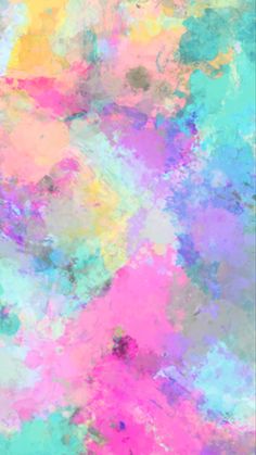 an abstract painting with pastel colors and lots of paint splattered on it